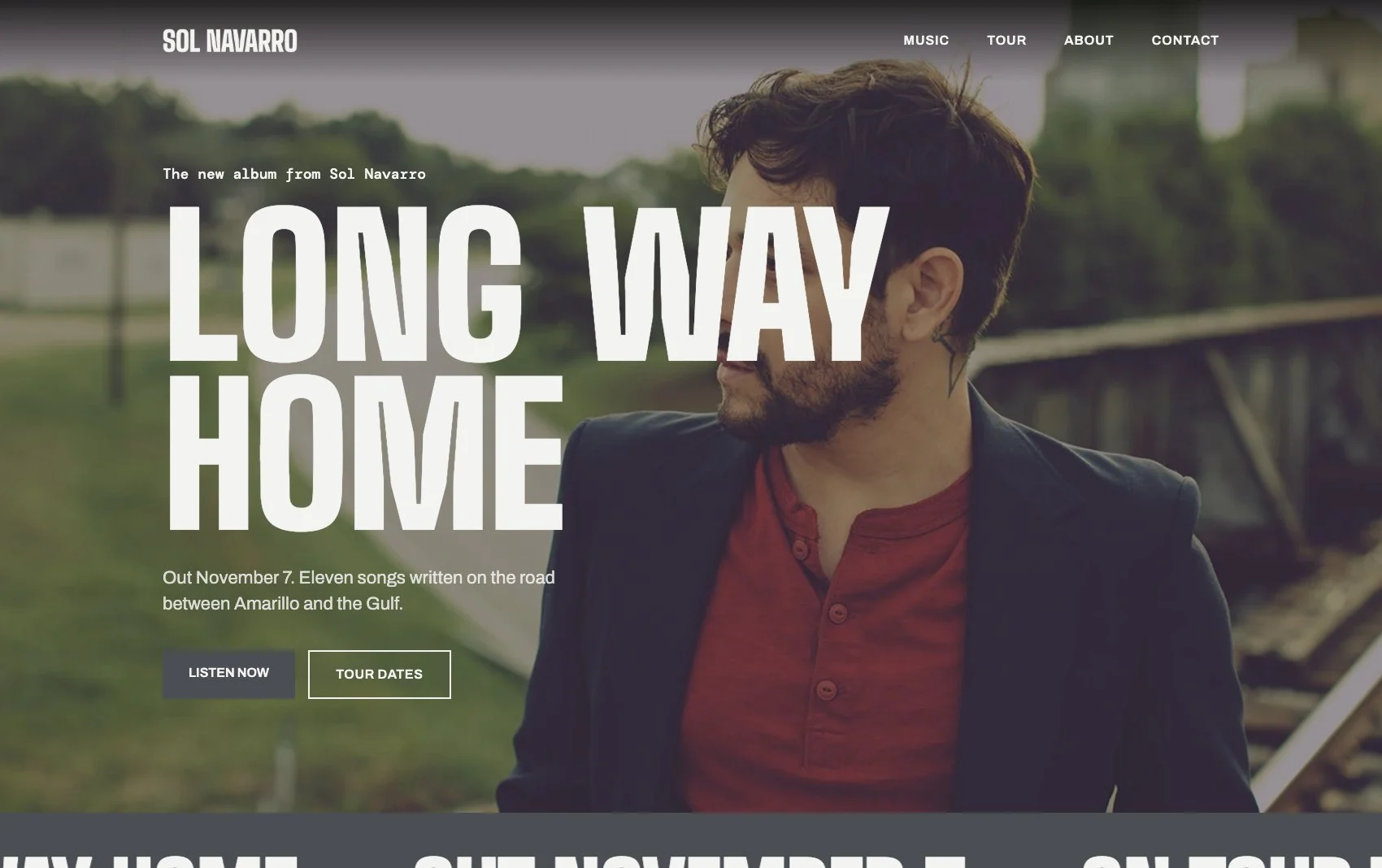 Analog template homepage hero