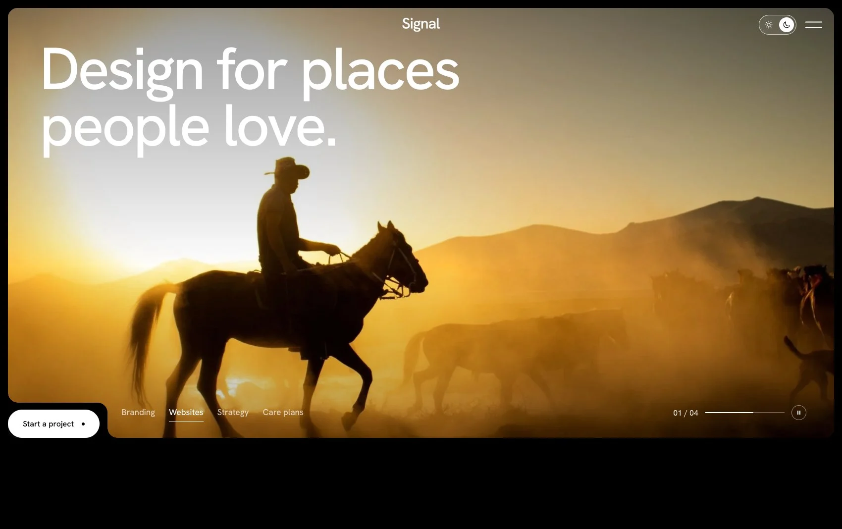 Signal template homepage hero